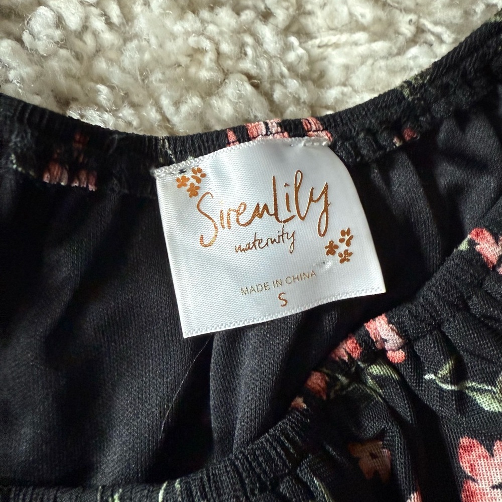 Elegant Black and Pink Floral siren, Lilly maternity Mini Dress - Picture 6 of 6